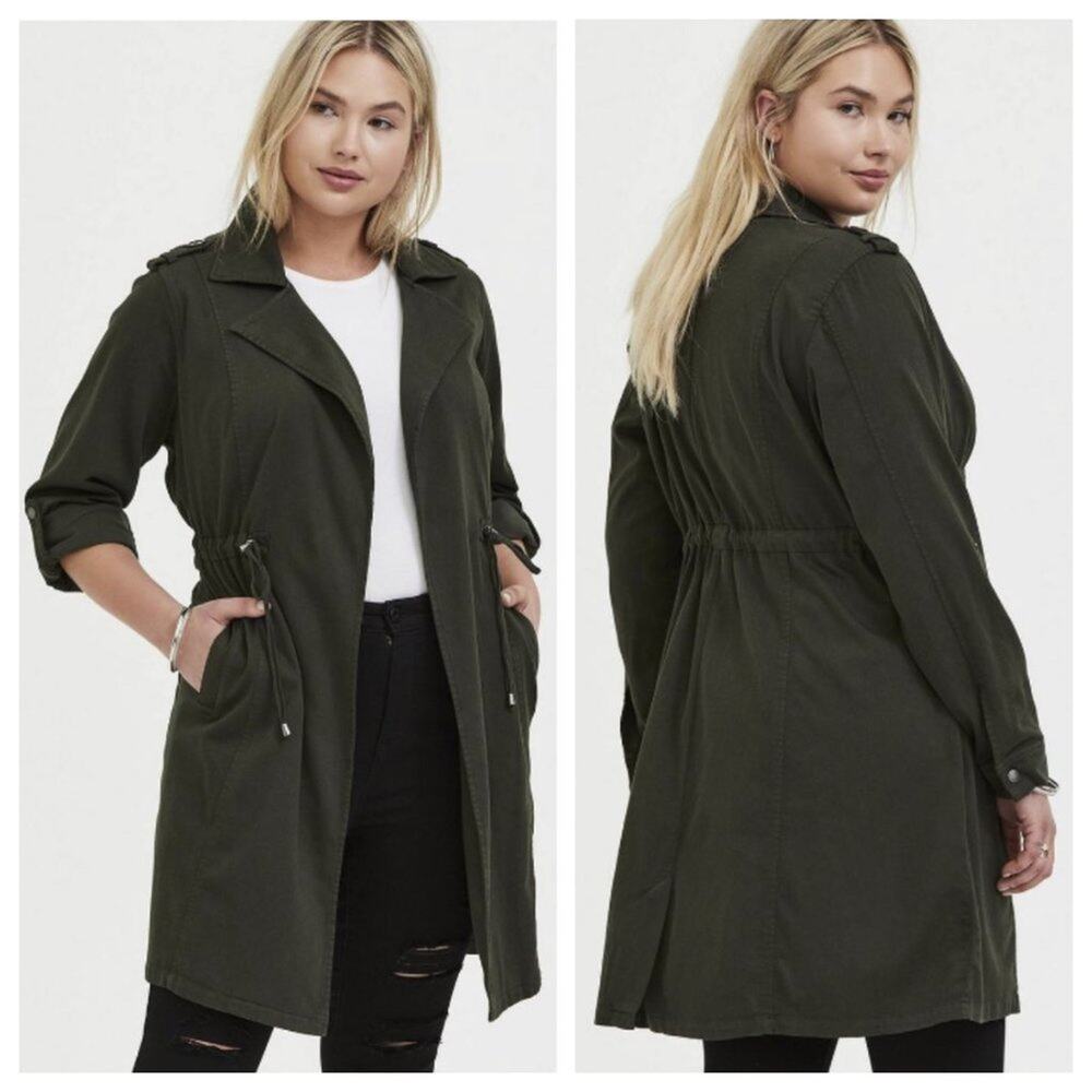 Torrid Women's Twill Drape Front Trench Rosin Size 00/10